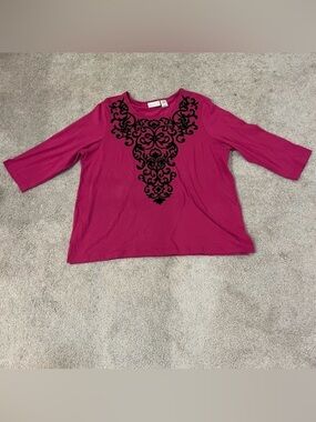 Alfred Dunner 3/4 Length Sleeve Blouse